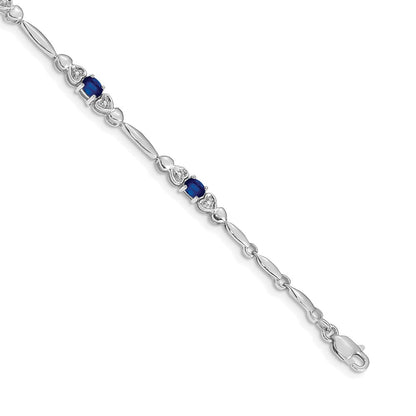 Complete Diamond and Oval Sapphire Heart Design Bracelet - WBC