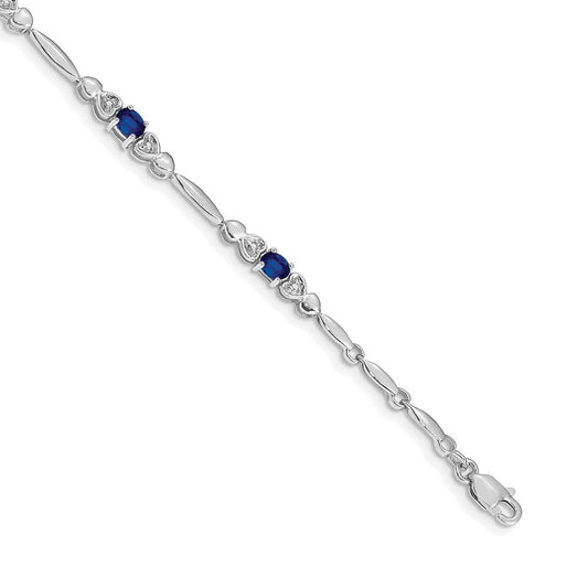 Complete Diamond and Oval Sapphire Heart Design Bracelet - WBC
