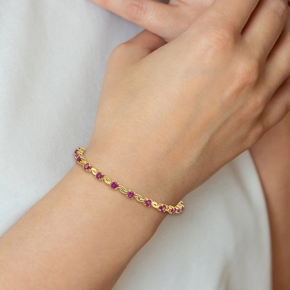 Complete Round Ruby Fancy Link Bracelet - WBC