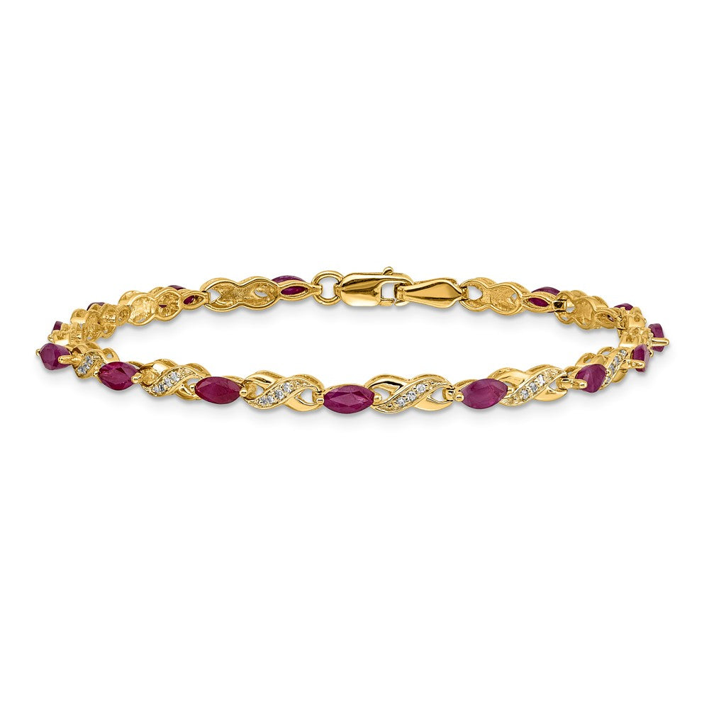 Complete Diamond and Oval Ruby Infinity Bracelet - WBC