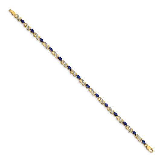 14K Gold Unending Diamond & Oval Sapphire Infinity Bracelet, 3mm