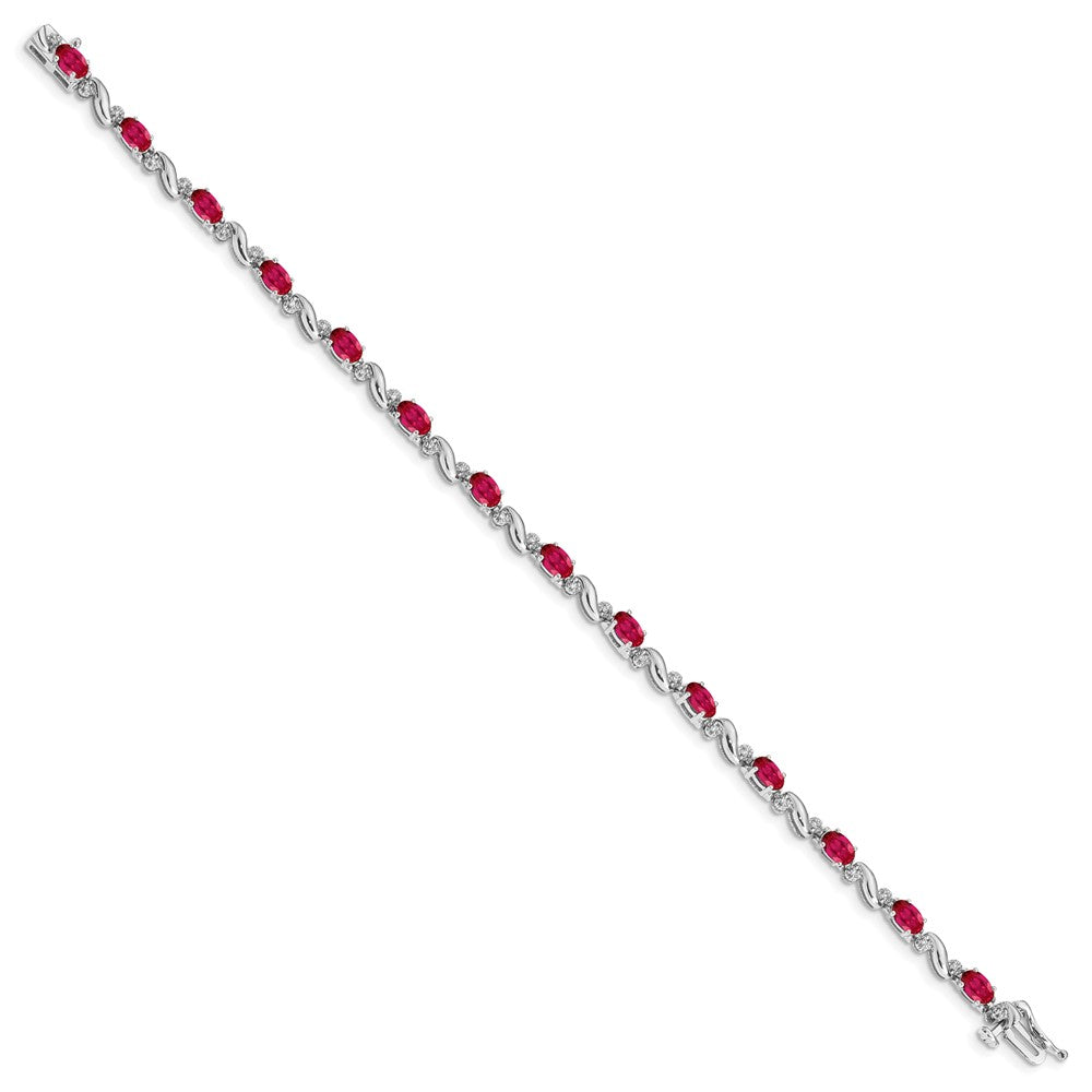 1/10 carat Diamond and Oval Ruby Bracelet - WBC