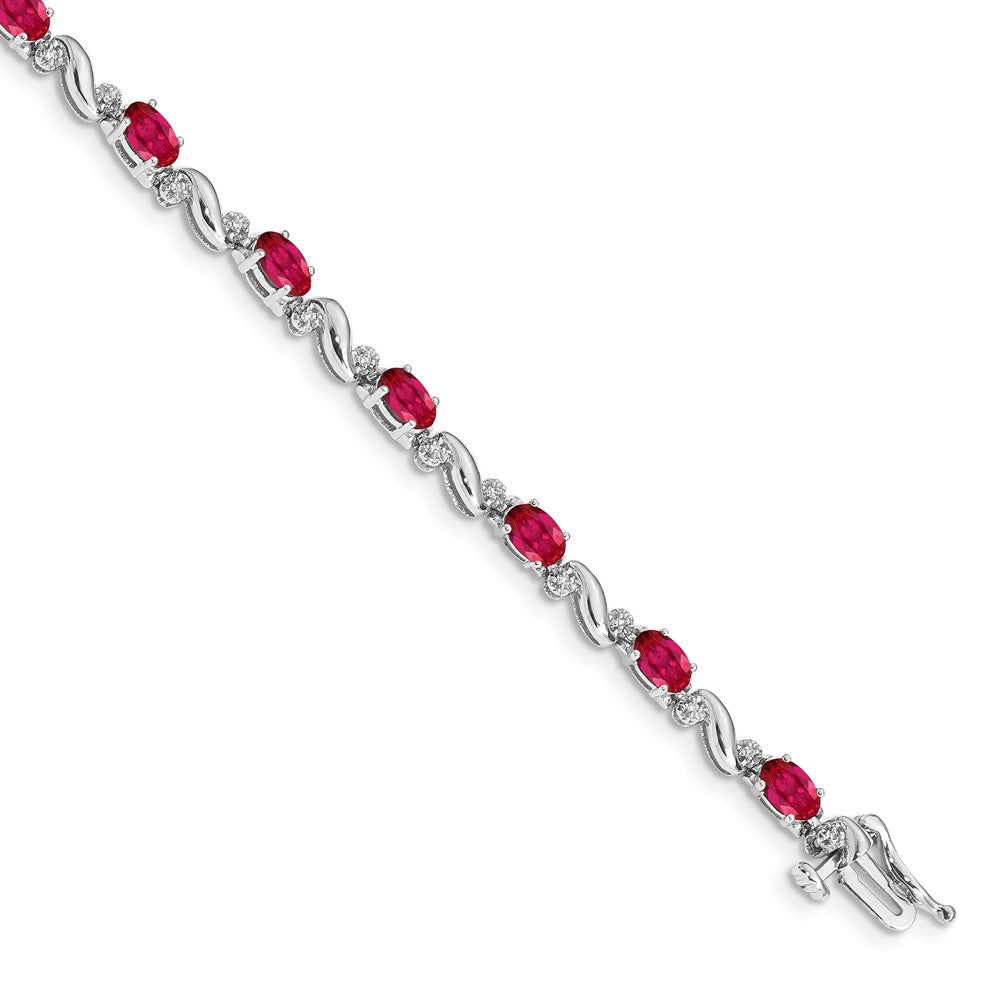 1/10 carat Diamond and Oval Ruby Bracelet - WBC