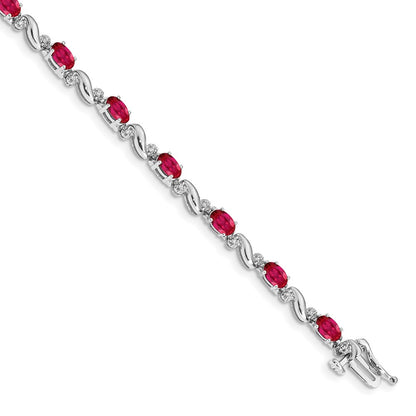1/10 carat Diamond and Oval Ruby Bracelet - WBC