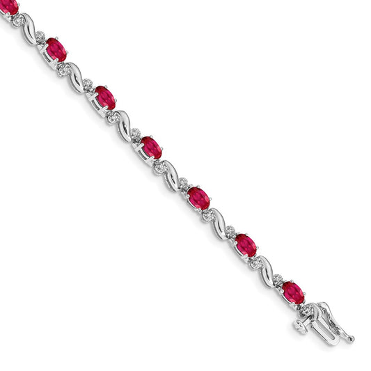 1/10 carat Diamond and Oval Ruby Bracelet - WBC