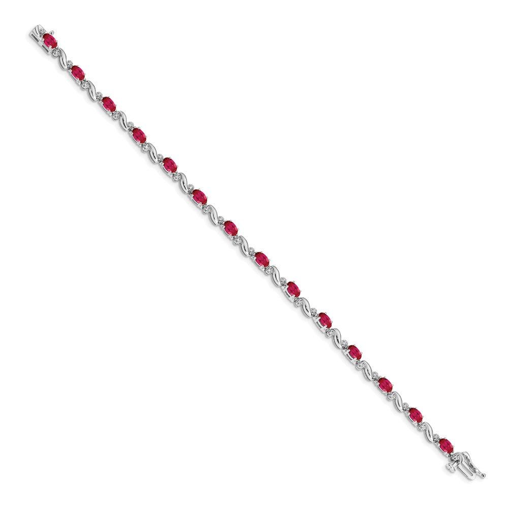 Complete Diamond and Oval Ruby Curved Link Bracelet - WBC