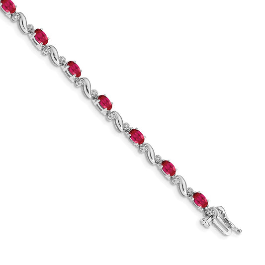 Complete Diamond and Oval Ruby Curved Link Bracelet - WBC