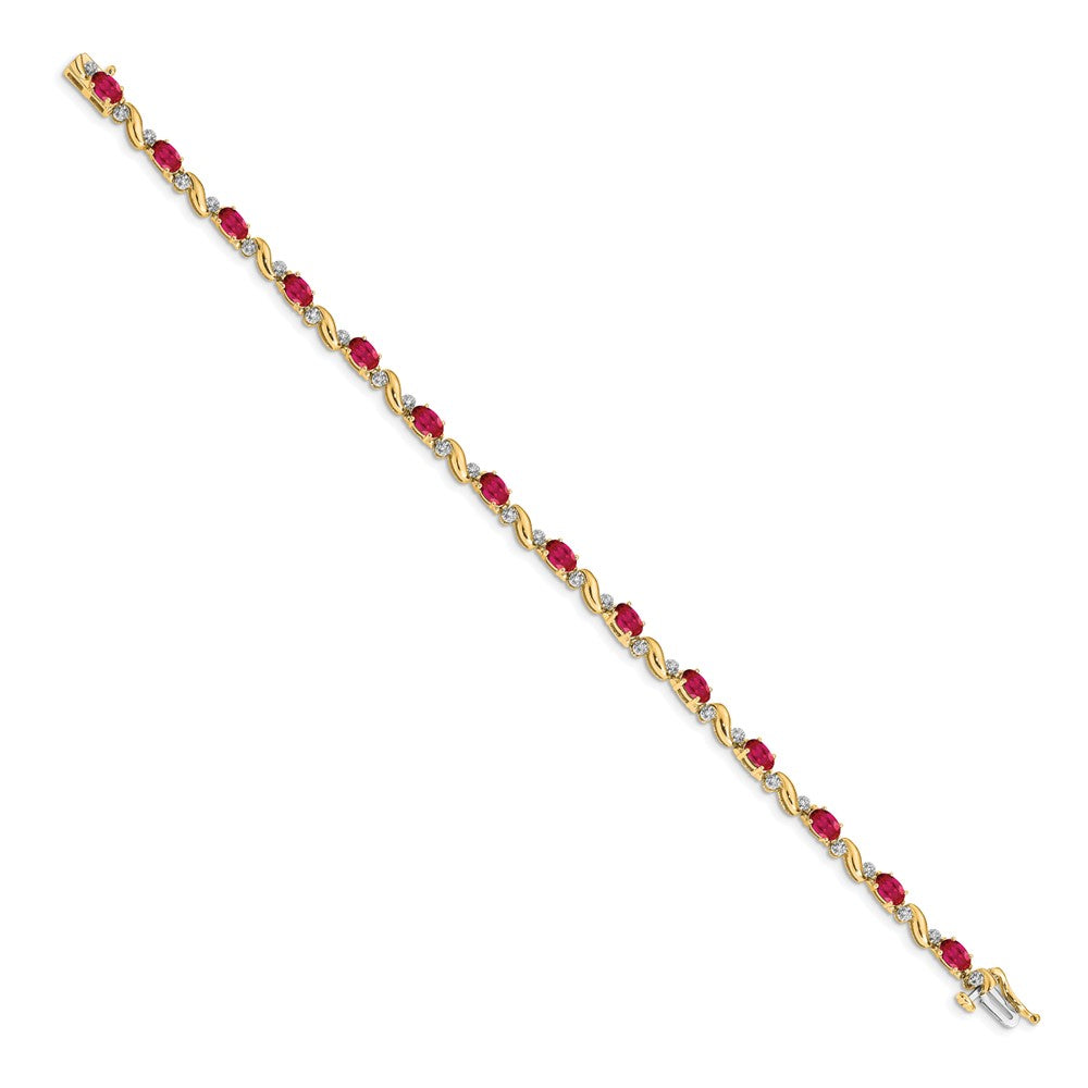 Complete Diamond and Oval Ruby Curved Link Bracelet - WBC