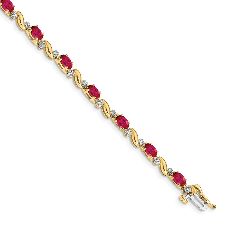Complete Diamond and Oval Ruby Curved Link Bracelet - WBC