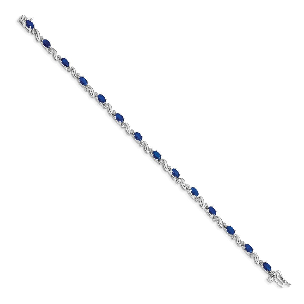 Complete Diamond and Oval Sapphire Curved Link Bracelet - WBC