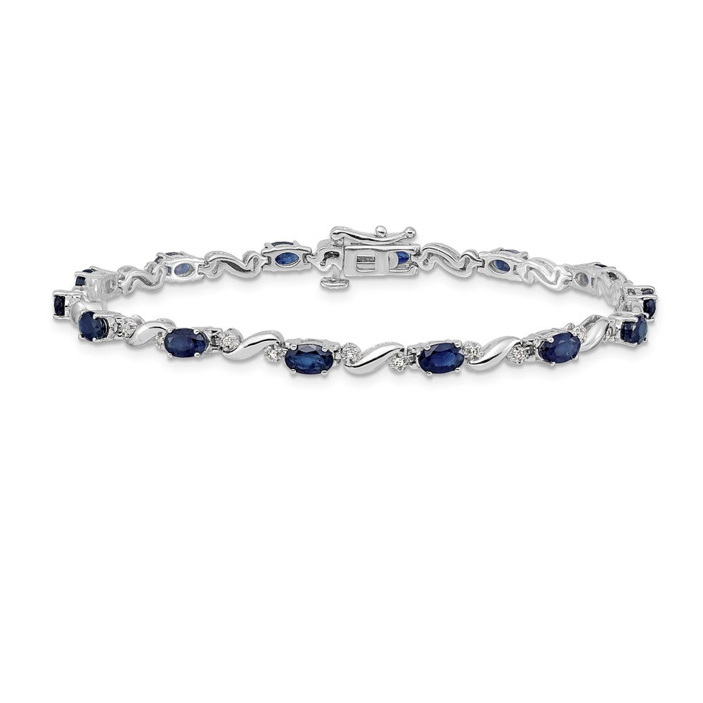 Complete Diamond and Oval Sapphire Curved Link Bracelet - WBC