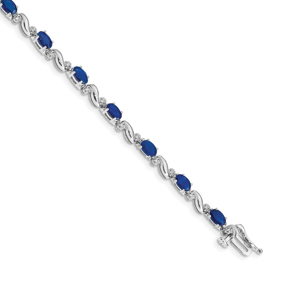 Complete Diamond and Oval Sapphire Curved Link Bracelet - WBC
