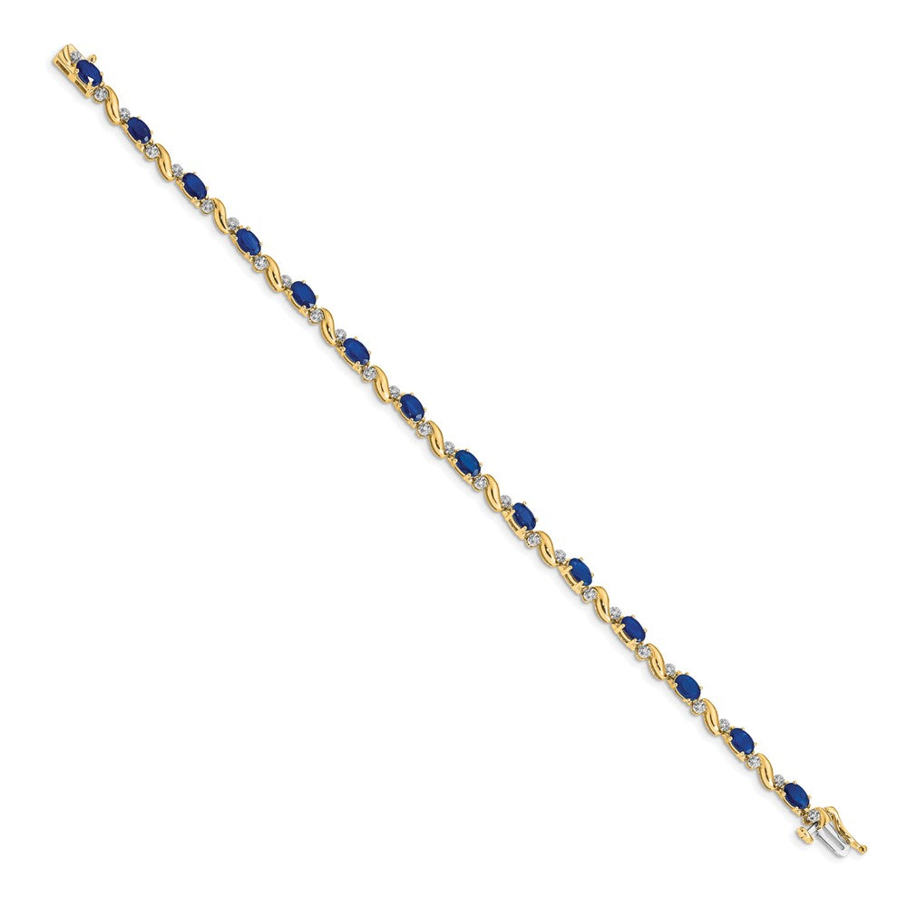 Complete Diamond and Oval Sapphire Curved Link Bracelet - WBC