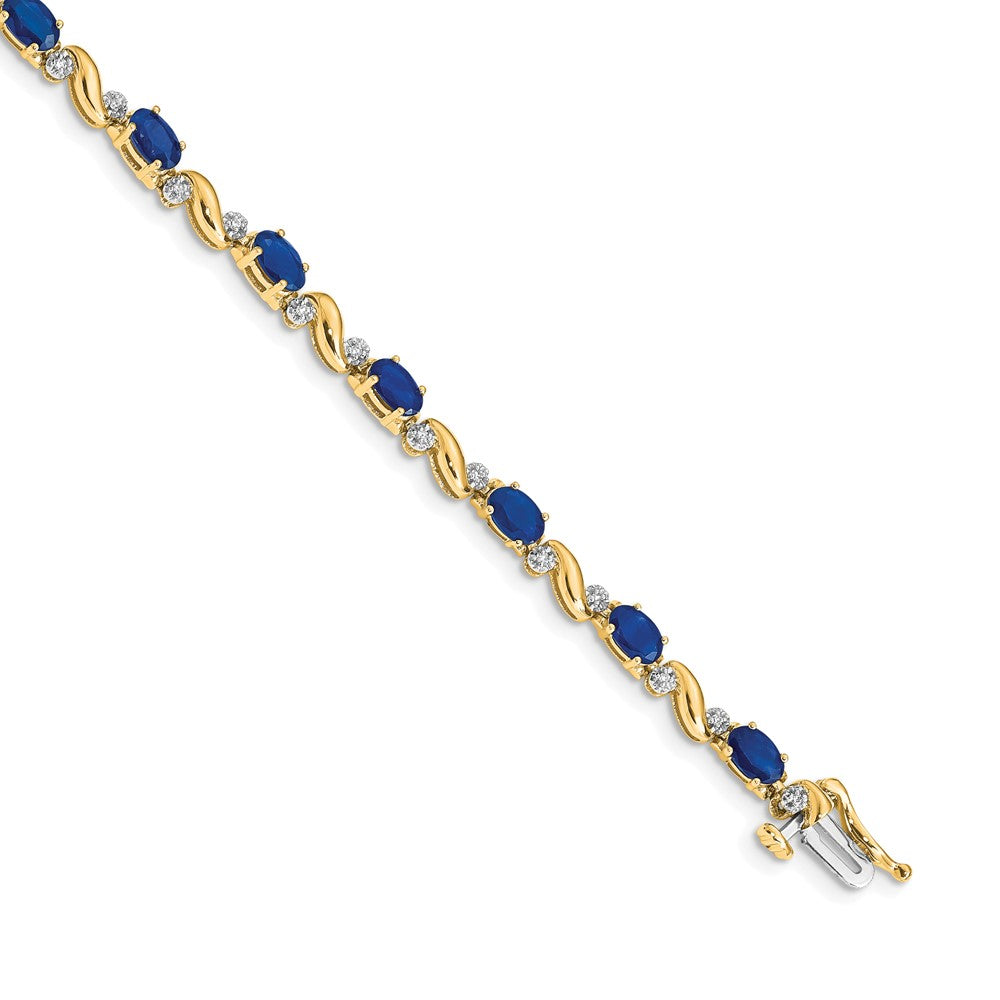 Complete Diamond and Oval Sapphire Curved Link Bracelet - WBC