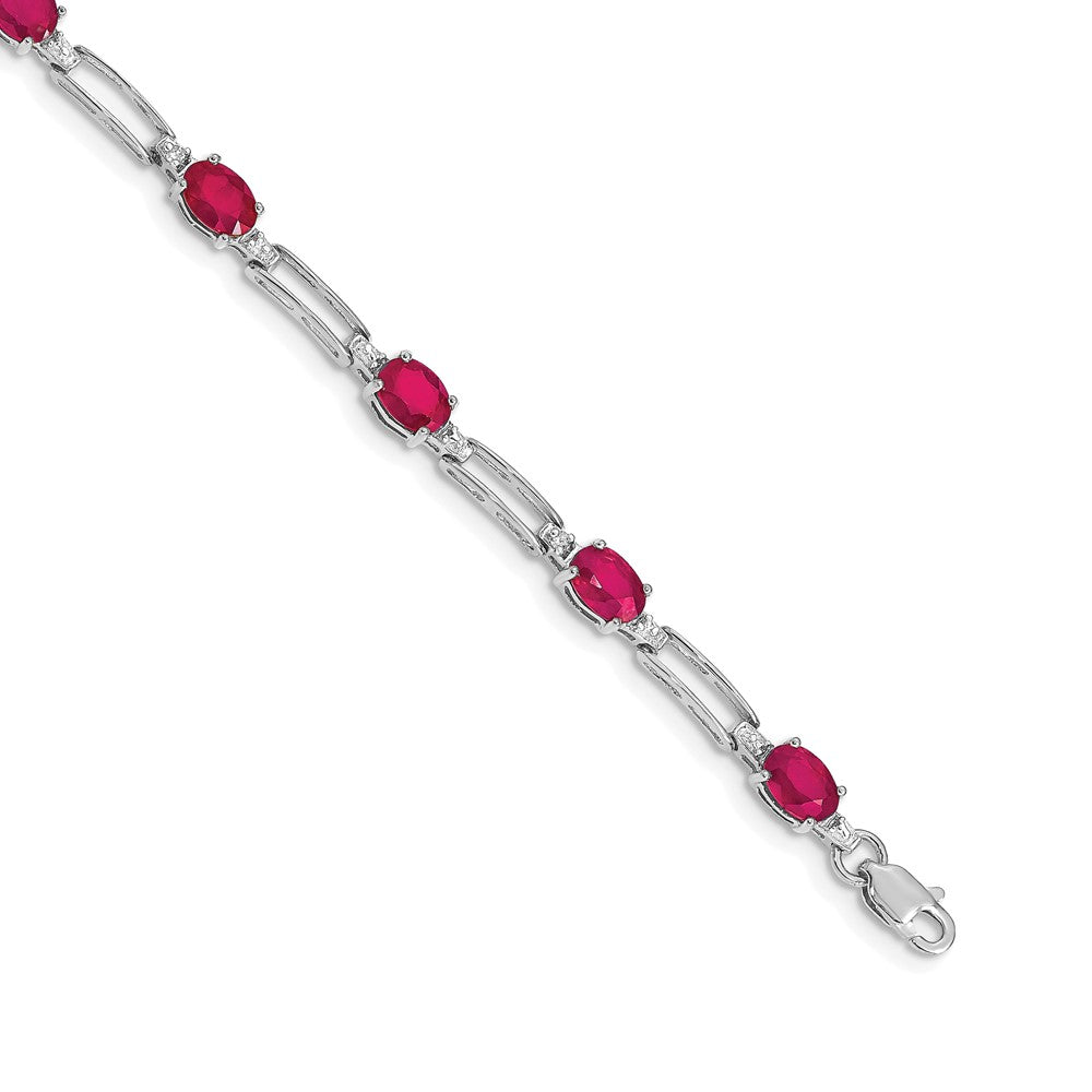 Complete Diamond and Oval Ruby Paperclip Link Bracelet - WBC