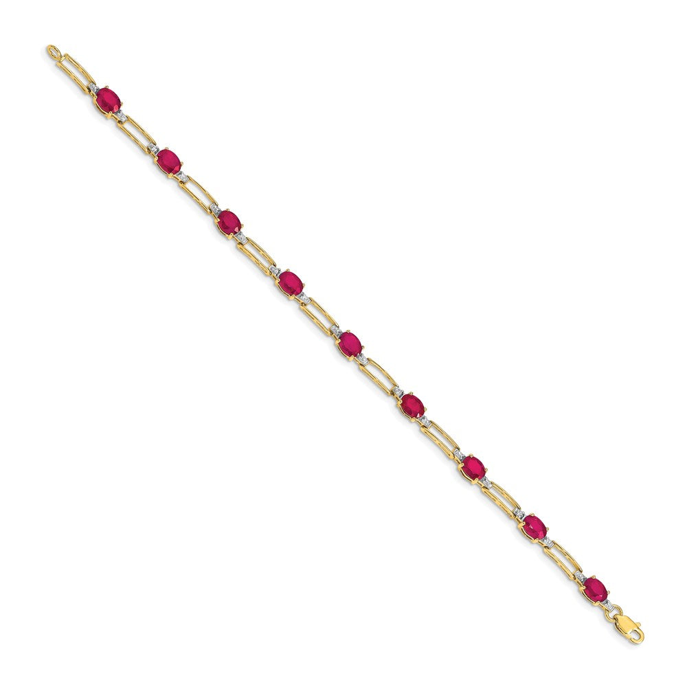 Complete Diamond and Oval Ruby Paperclip Link Bracelet - WBC