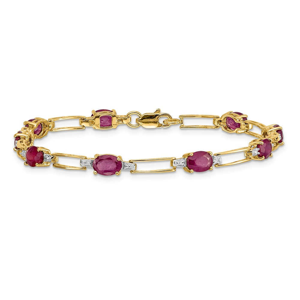 Complete Diamond and Oval Ruby Paperclip Link Bracelet - WBC