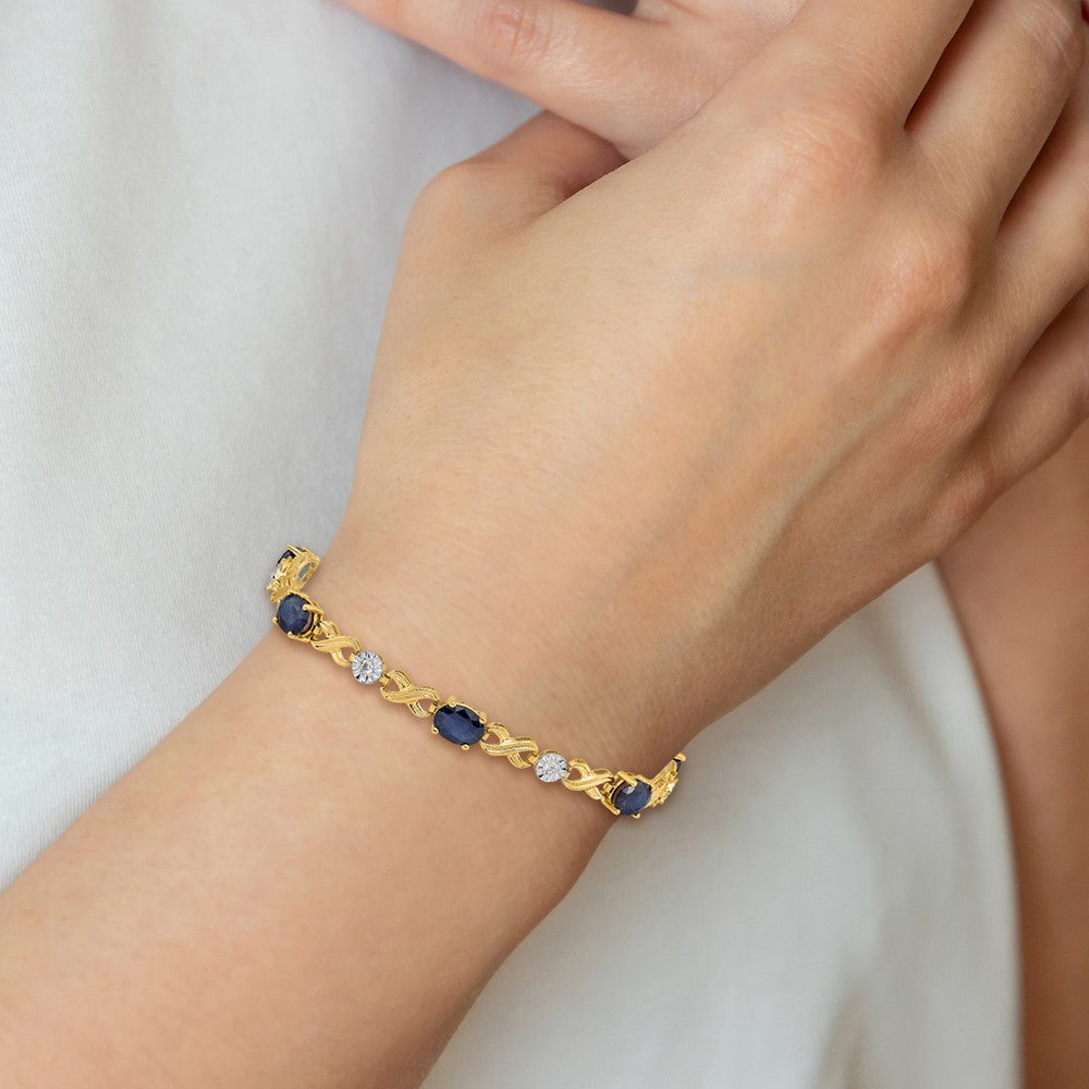 Complete Diamond and Oval Sapphire Infinity Link Bracelet - WBC