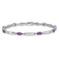 Diamond and Oval Amethyst Rectangle Link Bracelet - WBC