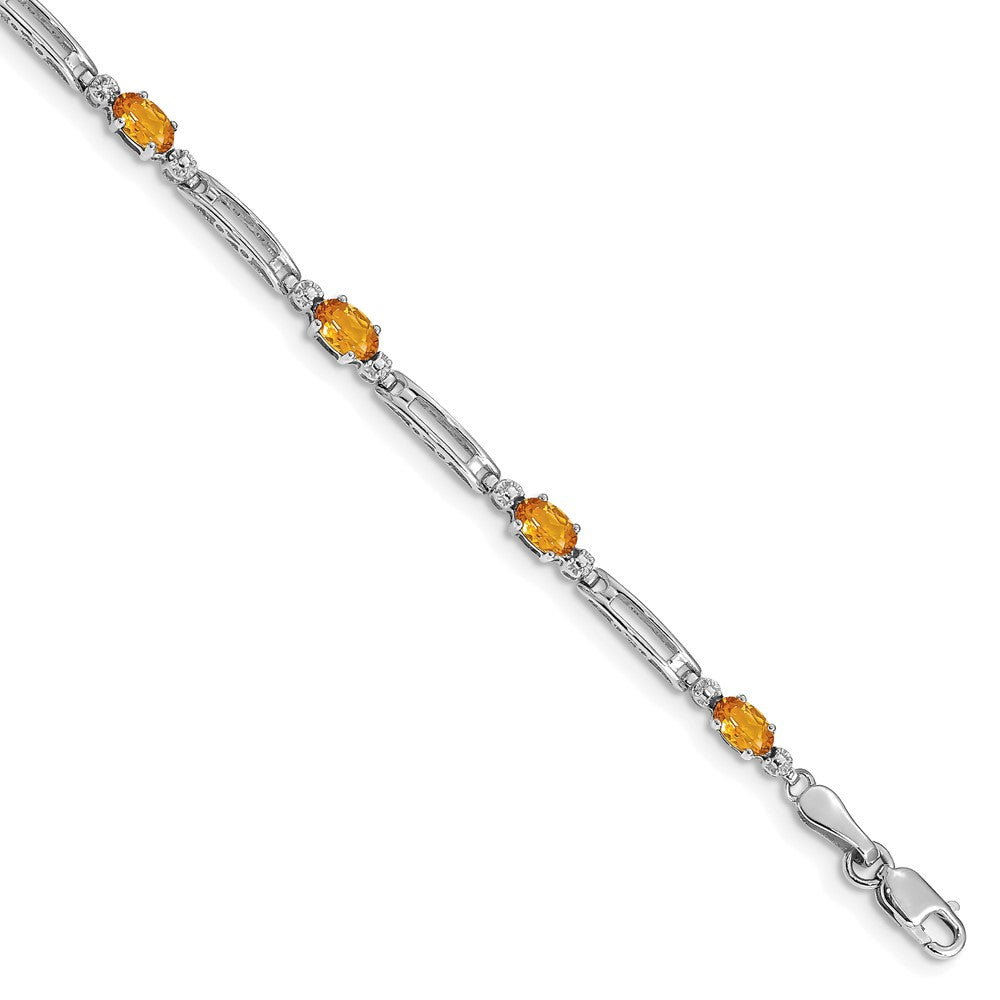 Diamond and Oval Citrine Rectangle Link Bracelet - WBC