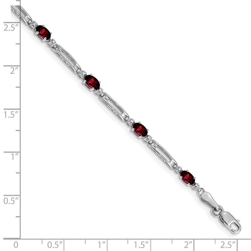 Diamond and Oval Garnet Rectangle Link Bracelet - WBC