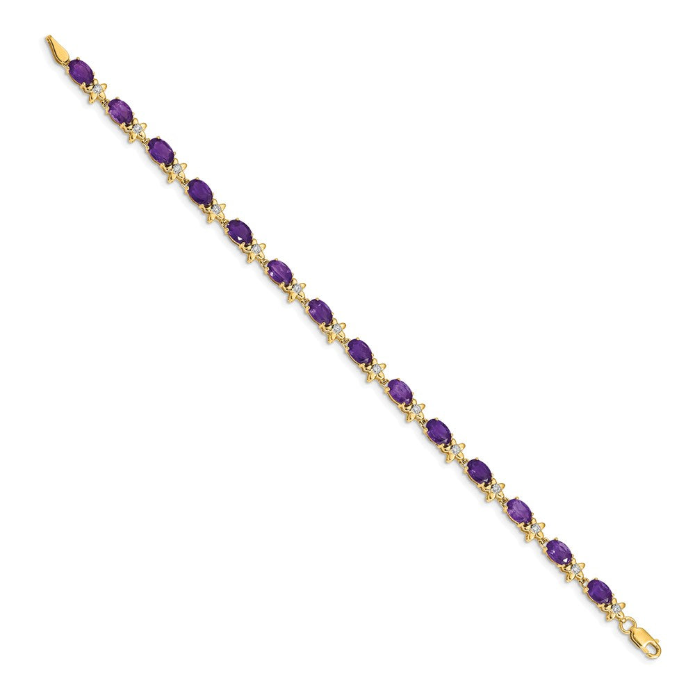 Complete Diamond and Oval Amethyst Floral Bracelet - WBC