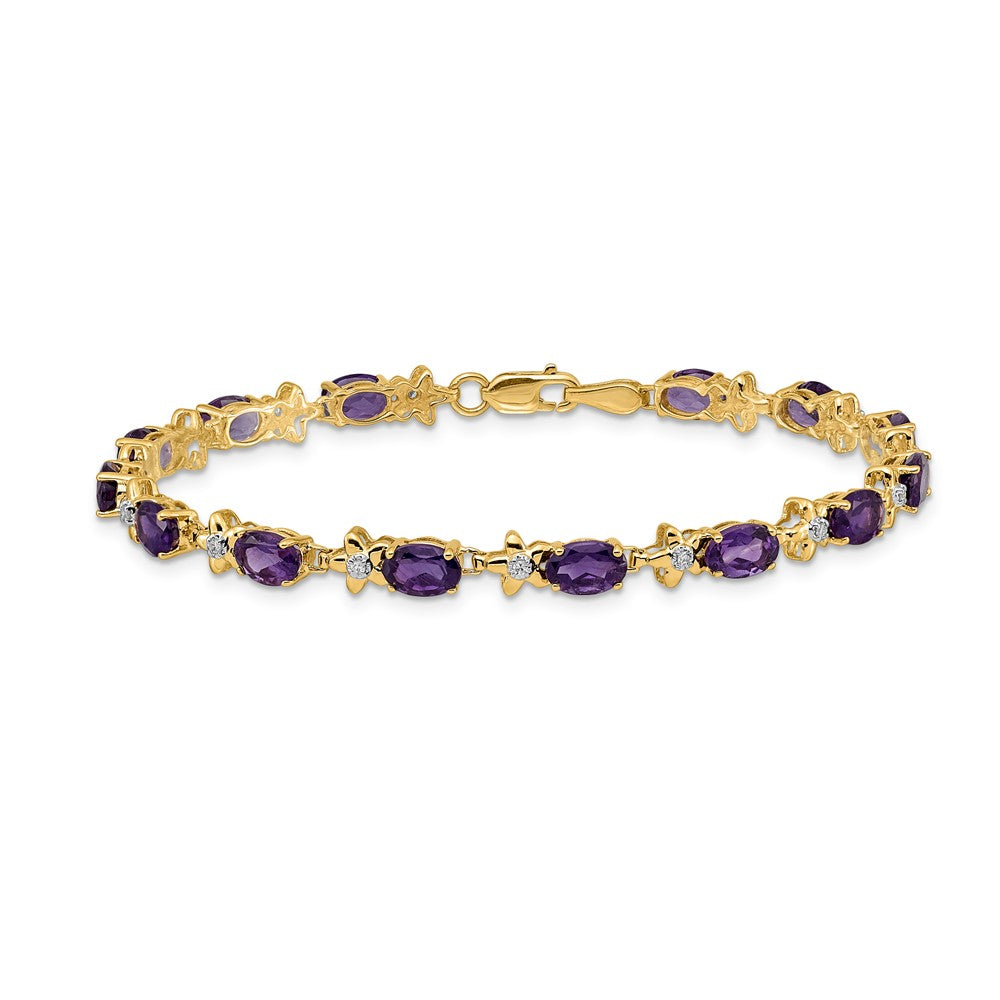Complete Diamond and Oval Amethyst Floral Bracelet - WBC