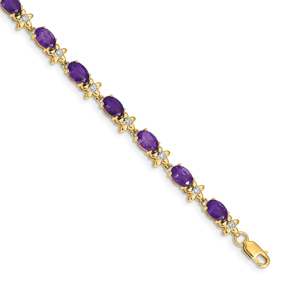 Complete Diamond and Oval Amethyst Floral Bracelet - WBC
