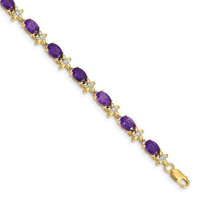 Complete Diamond and Oval Amethyst Floral Bracelet - WBC