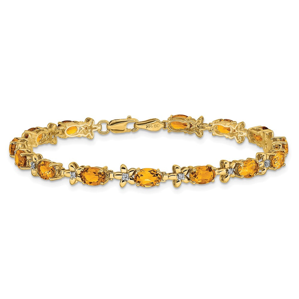 Complete Diamond and Oval Citrine Floral Bracelet - WBC