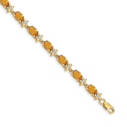 Complete Diamond and Oval Citrine Floral Bracelet - WBC
