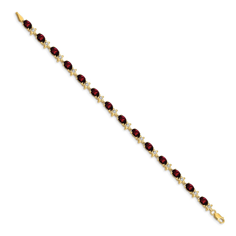 Complete Diamond and Oval Garnet Floral Bracelet - WBC