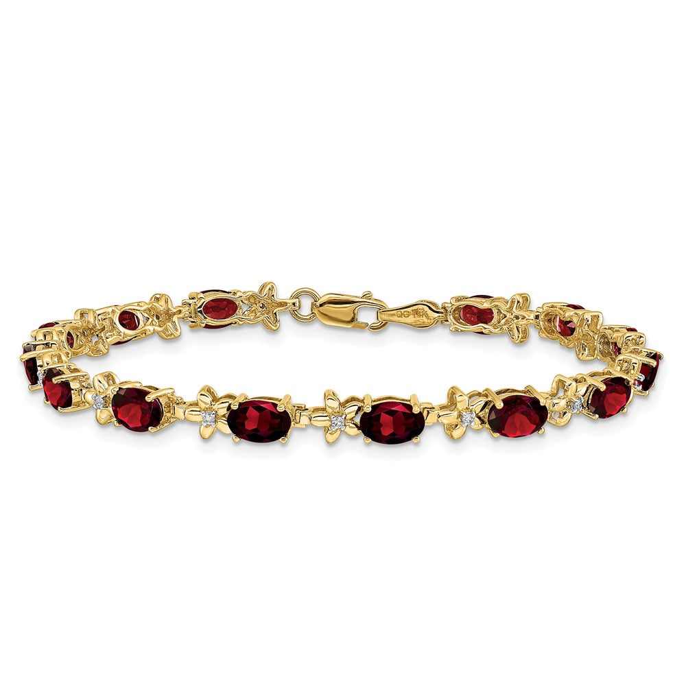 Complete Diamond and Oval Garnet Floral Bracelet - WBC