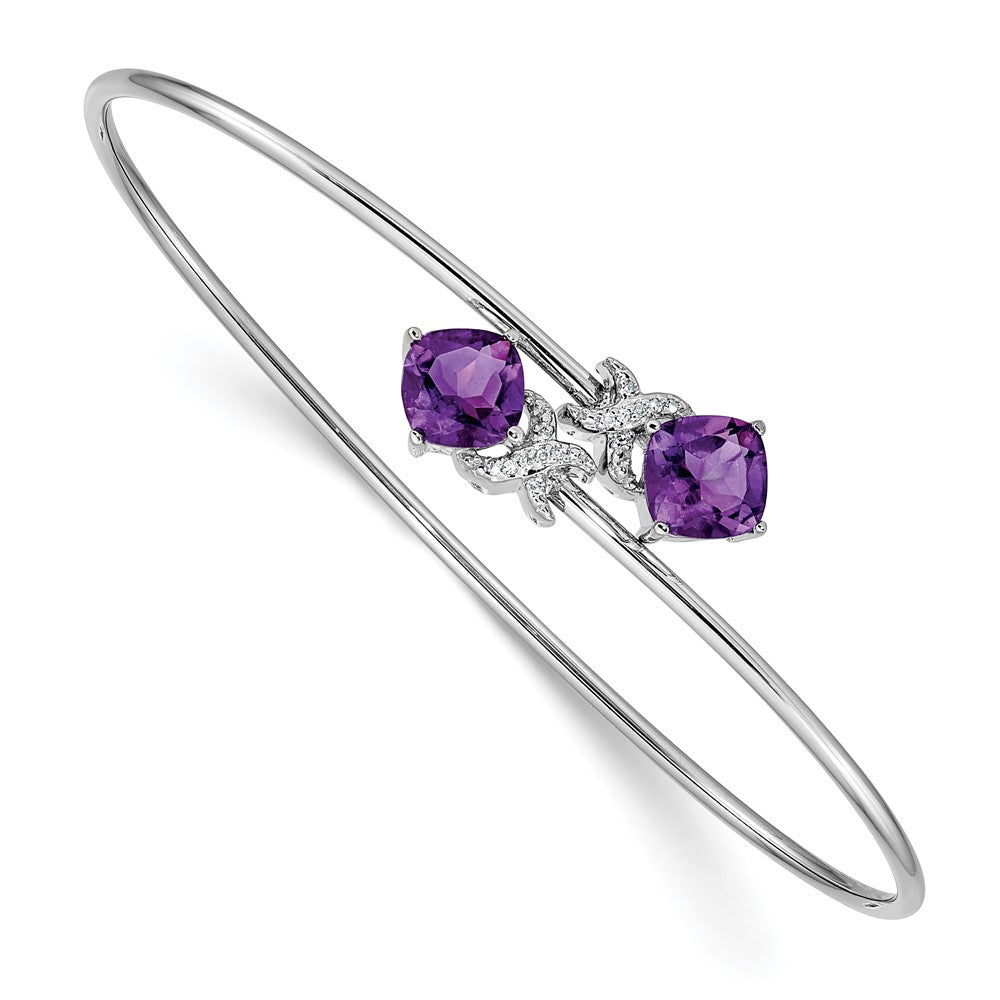 Complete Cushion-cut Amethyst and .03 carat Diamond Flexible Bangle Bracelet - WBC