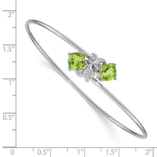 Complete Cushion-cut Peridot and .03 carat Diamond Flexible Bangle Bracelet - WBC