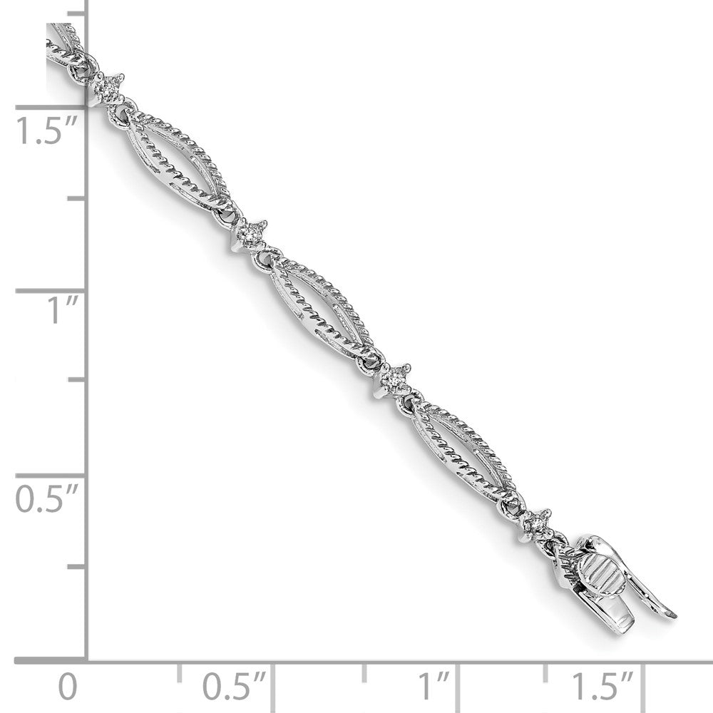 Complete 1/20 carat Diamond Rope-Textured Oval Link Bracelet - WBC