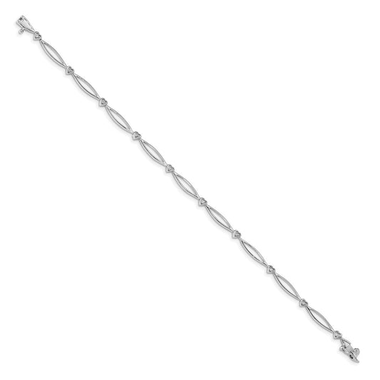 Complete 0.03 carat Diamond Heart and Oval Link Bracelet - WBC