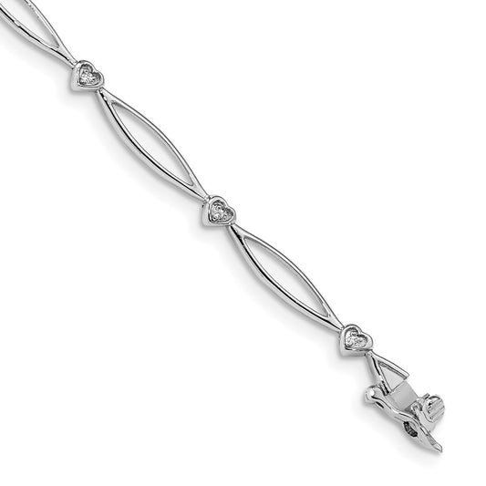 Complete 0.03 carat Diamond Heart and Oval Link Bracelet - WBC