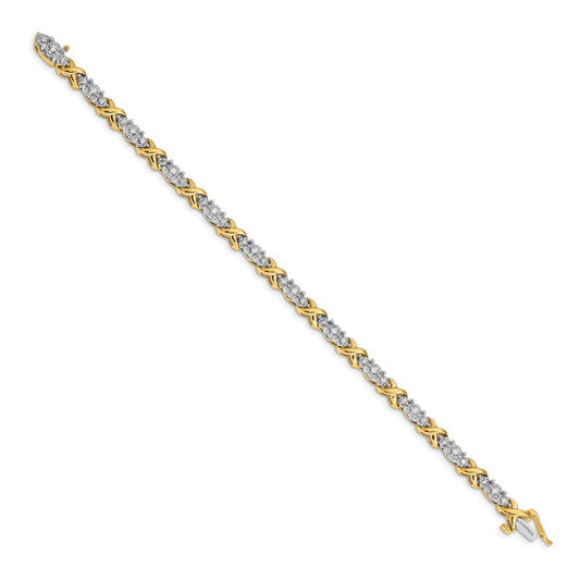 Two-tone Complete 1/2 carat Diamond X-design Bracelet - WBC
