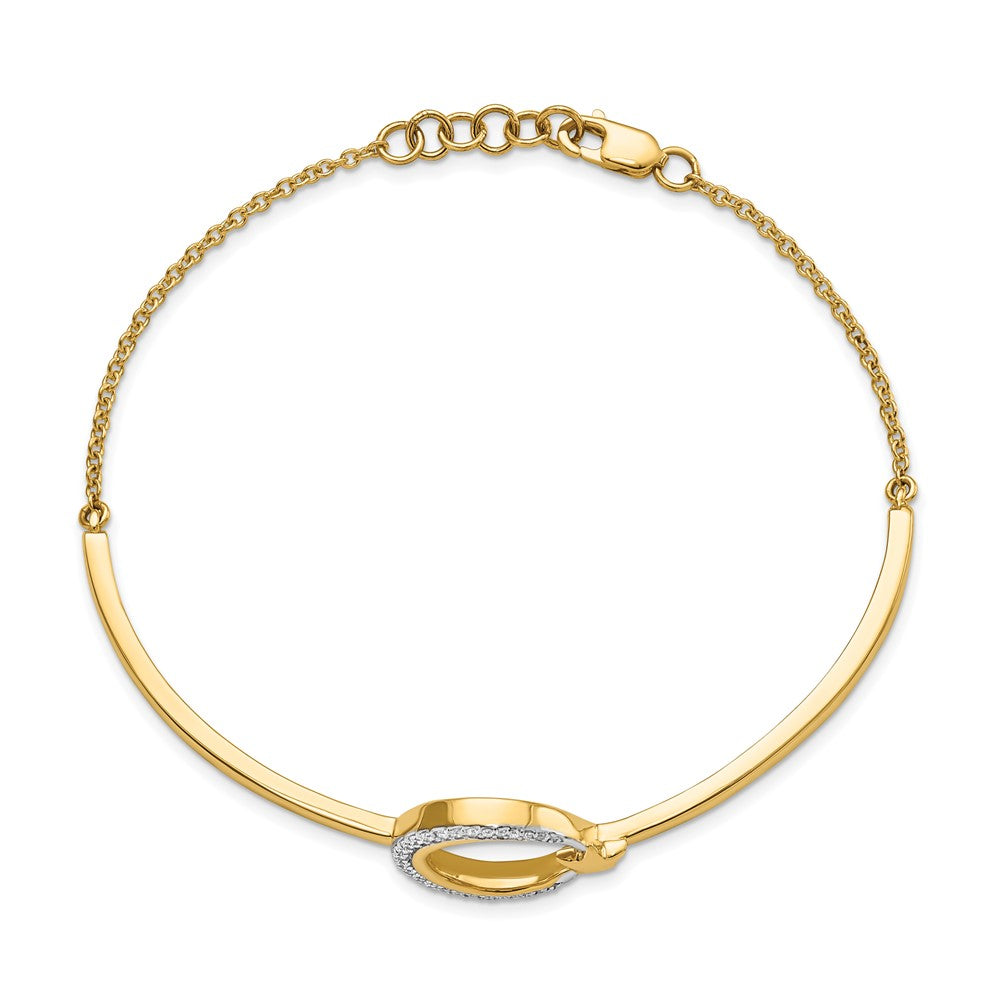 Polished Moon and Star Complete 1/8 carat Diamond Half-Bangle Bracelet with Extender - WBC