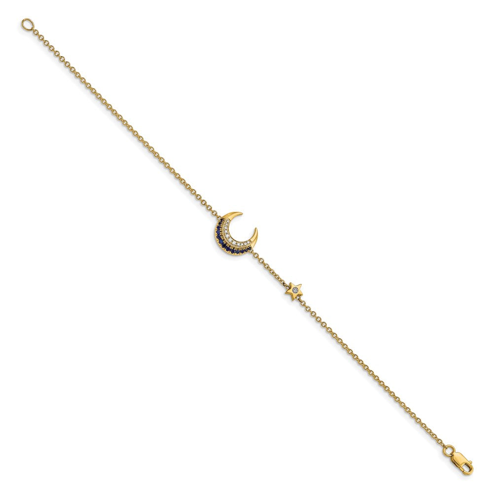 Complete Diamond and Sapphire Moon and Star 7in Bracelet - WBC