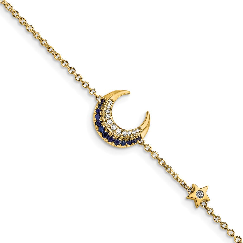 Complete Diamond and Sapphire Moon and Star 7in Bracelet - WBC