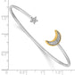 Two-tone Complete 1/6 carat Diamond Moon and Star Cuff Bangle Bracelet - WBC