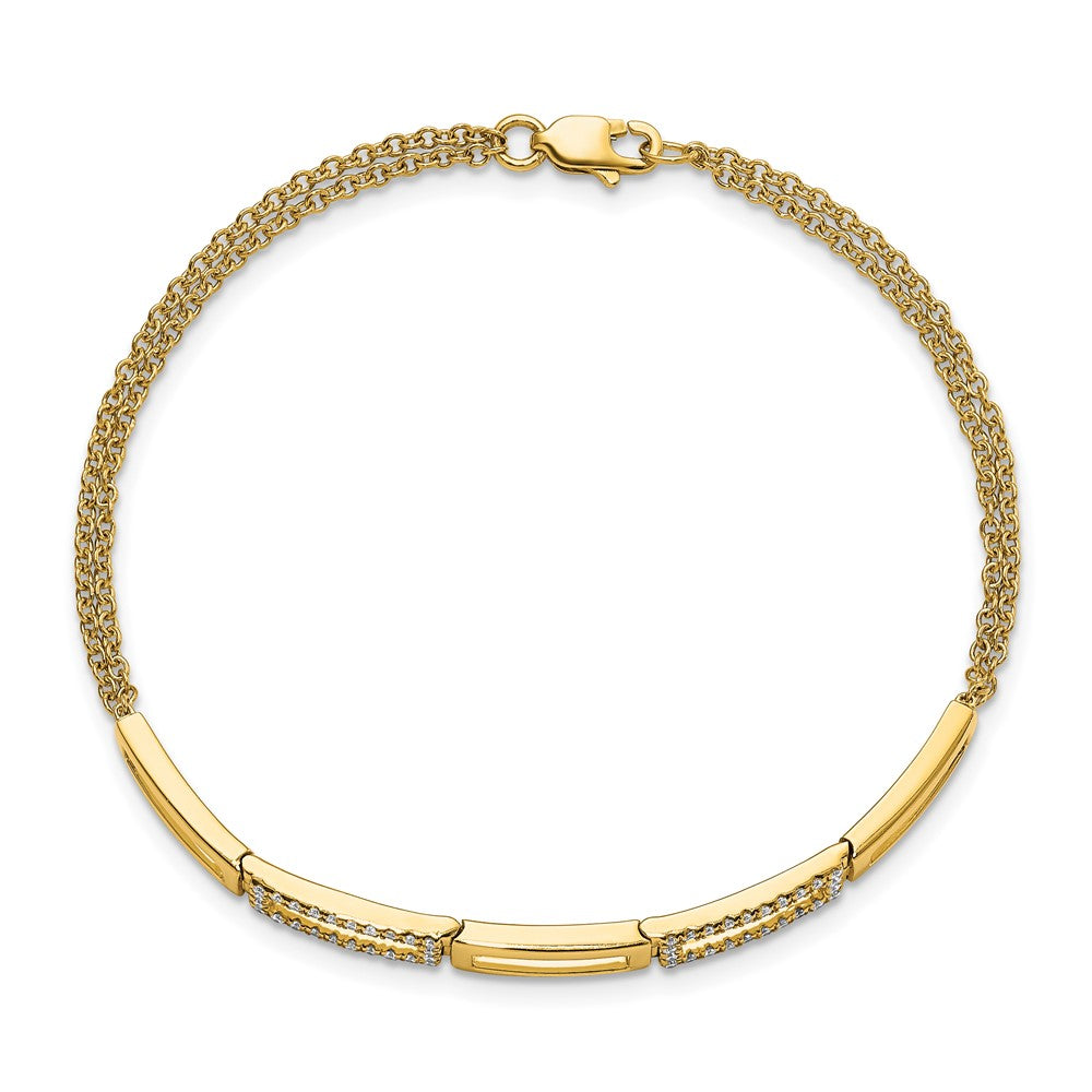 Polished Rectangle Link Complete 1/4 carat Diamond Double Strand Bracelet - WBC