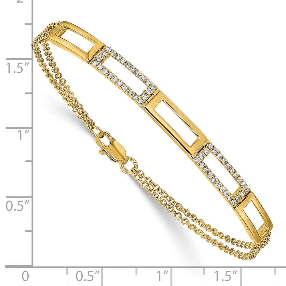 Polished Rectangle Link Complete 1/4 carat Diamond Double Strand Bracelet - WBC