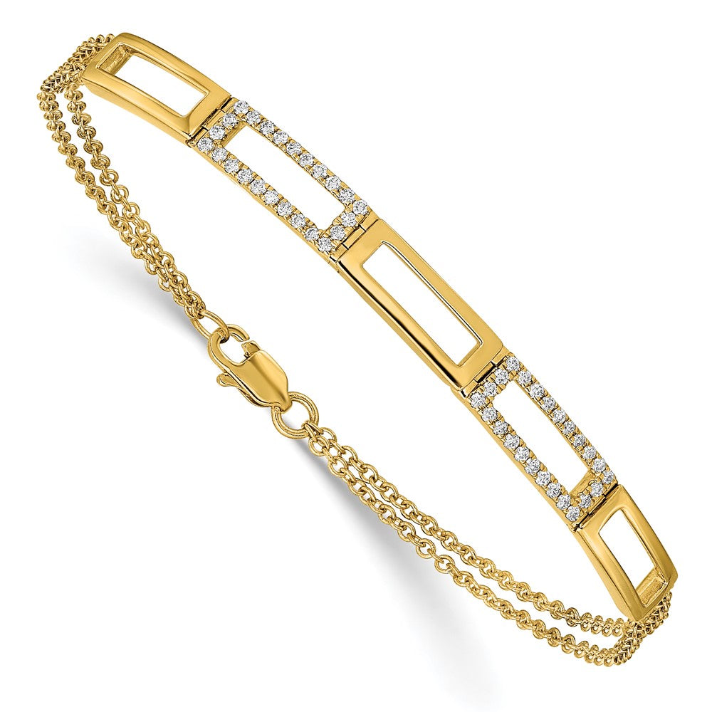 Polished Rectangle Link Complete 1/4 carat Diamond Double Strand Bracelet - WBC