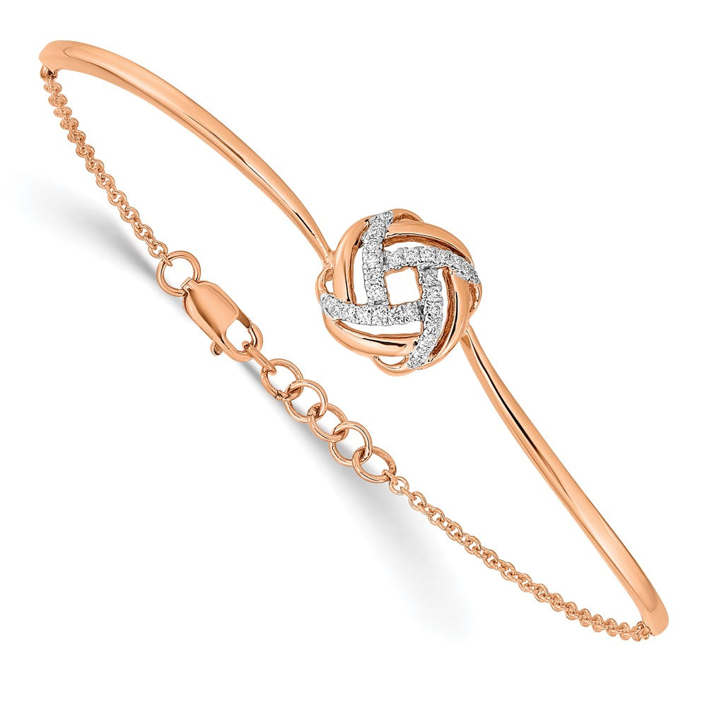 Polished Complete 1/8 carat Diamond Love Knot Half-Bangle Bracelet with Extender - WBC
