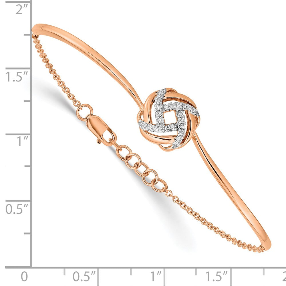Polished Complete 1/8 carat Diamond Love Knot Half-Bangle Bracelet with Extender - WBC