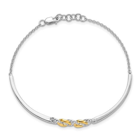 Two-tone Polished Complete 1/5 carat Diamond Circles Half-Bangle Bracelet with Extender - WBC