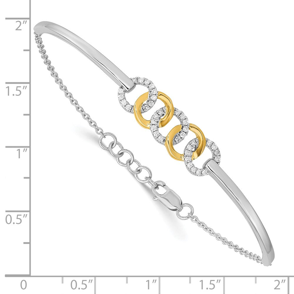 Two-tone Polished Complete 1/5 carat Diamond Circles Half-Bangle Bracelet with Extender - WBC
